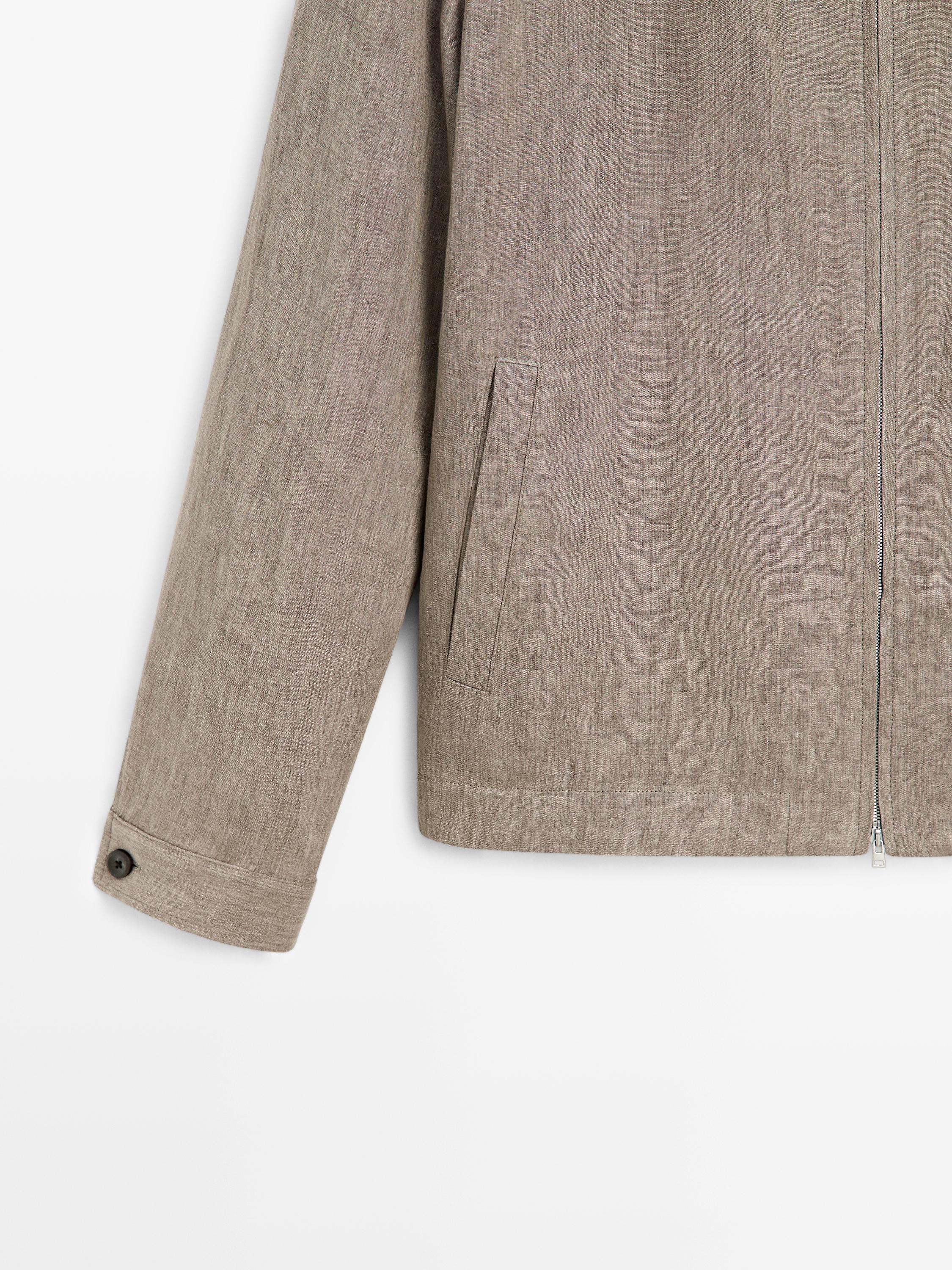 Faded total look linen bomber jacket